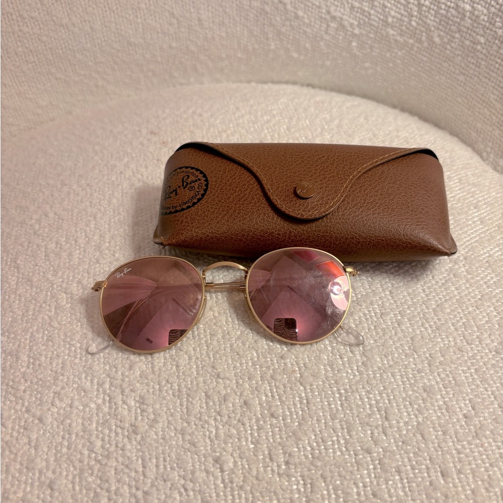 Rayban pink circle sunglasses + case